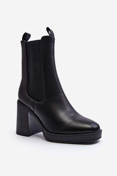 Damen Schwarze Stiefeletten mit klobigem Absatz Piovere
