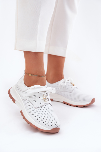 Chaussures En Cuir Pour Femmes Avec Clip Artiker 54C1810 Blanches