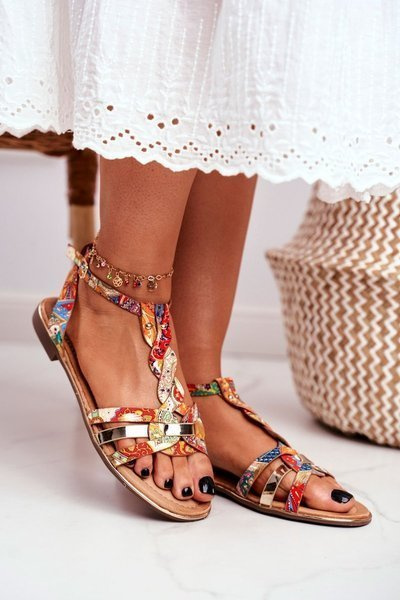 Elegante Sandalen mit Blumenmuster Orange Brooke