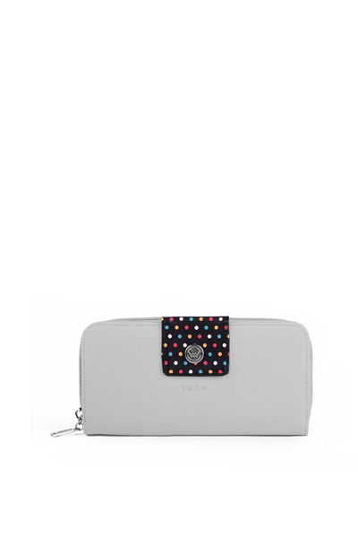 Große Damen-Zip-Geldbörse Dots Grey Huntress