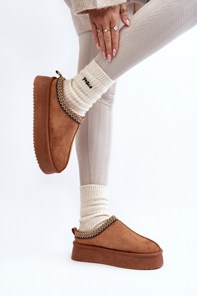 Slippers with Thick Sole in Eco Suede Camel Sylva
