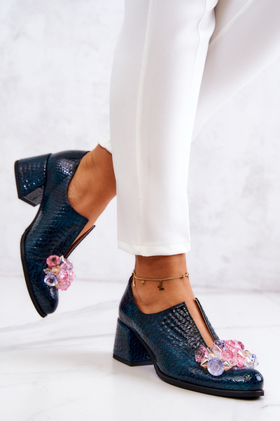 Model de crocodil cu brogue din piele cu decorare verde delaver