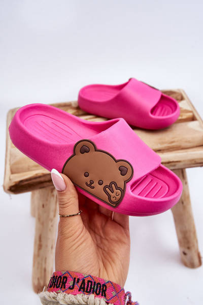 Light Foam Slides With Teddy Bear Fuchsia Todi