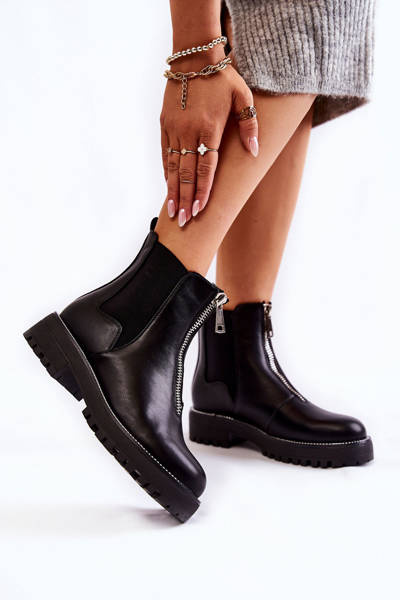 Bottes Chaudes À La Mode Noir Madeleine