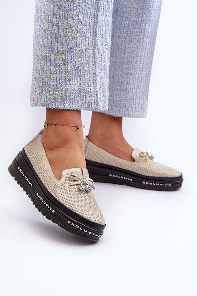 Mocassins Femme Brillants en Cuir sur Plateforme S.Barski LR400 Doré
