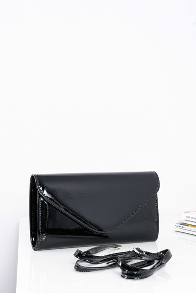 Női fekete lakkozott kézitáska Clutch táska
