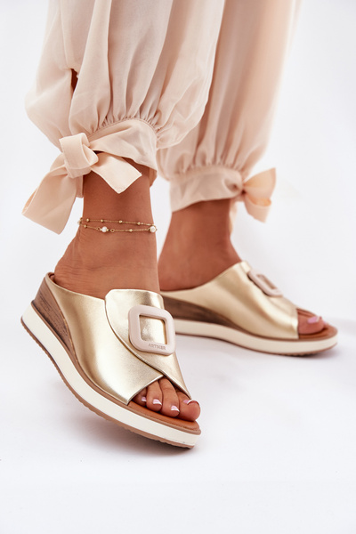 Damen Leder Wedgesandalen Artiker 56C2146 gold