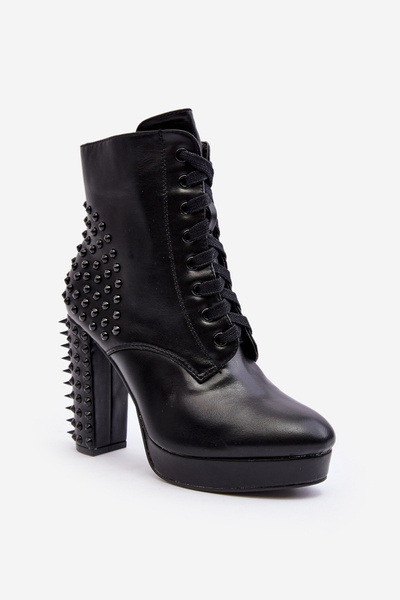 Women's Ankle Boots with Studded Heels Black Alemilla