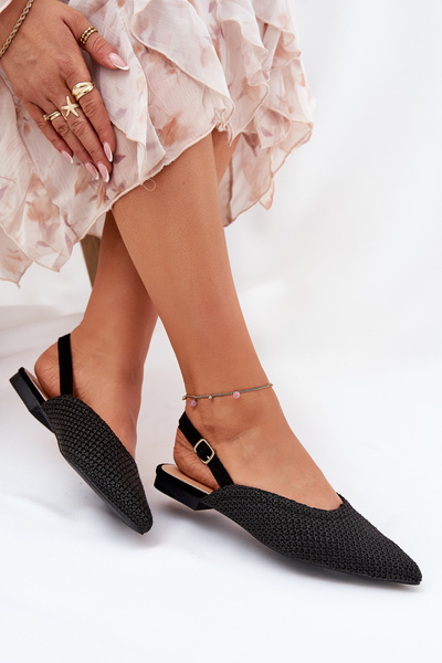 Ballerinas Mit Geflecht Und Spitzem Zehen Schwarz Hefion
