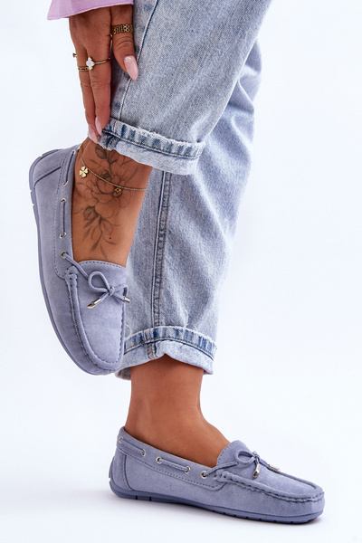 Damen Wildleder Mokassins Blau Si Passione