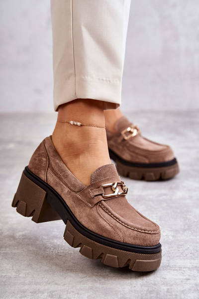 Talons Hauts En Daim Avec Décoration Dorée Marron Lurdes