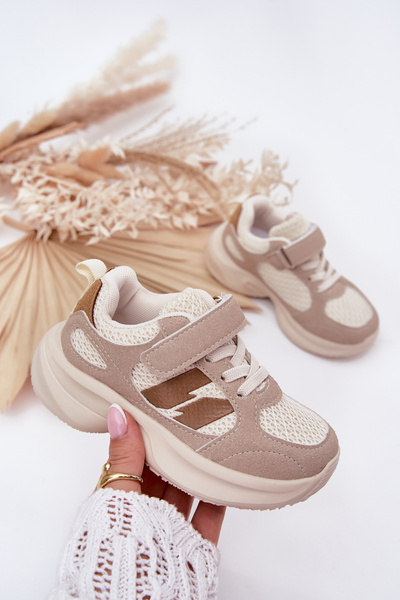 Vaikiški Sportiniai Batai Sneakers Su Velcro Bežiniai Selinea