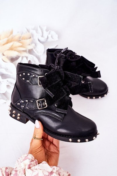 Bottes chaudes à clous pour enfants Lu Boo Noir