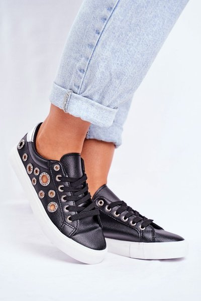 Baskets Pour Femmes Avec Trous Et Zircons Noir Roxas