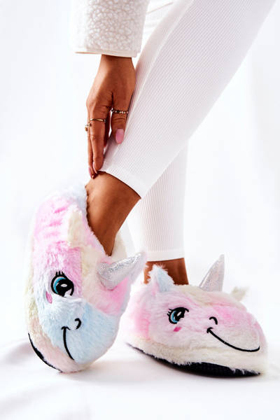 Damen Pantoffeln Einhorn Mehrfarbig