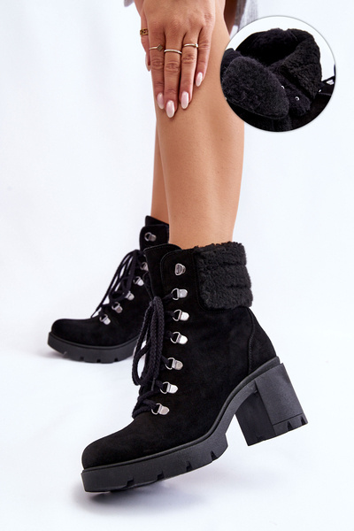 Damen Wildleder High Heel Stiefel Schwarz Avely