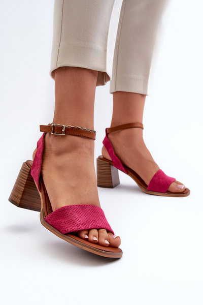 Sandale cu toc înalt din piele ecologică fuchsia Ronvia