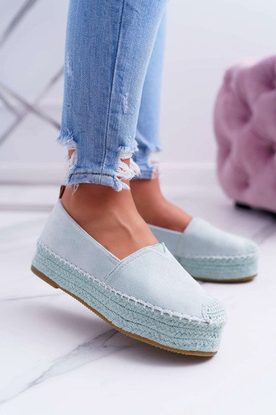 Women's Suede Platform Espadrilles Mint Varles