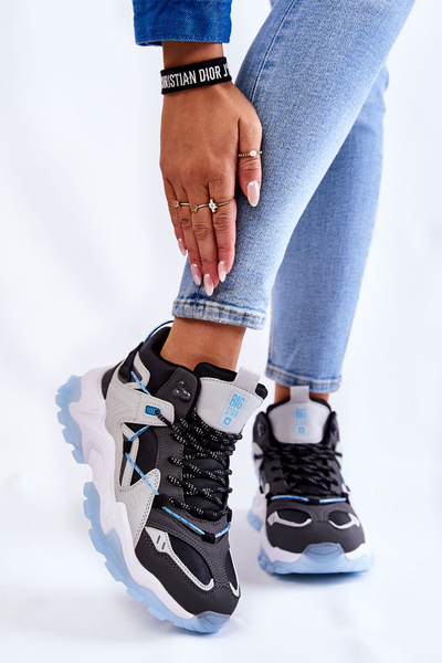 Chaussures de sport pour femmes sur une plateforme massive Big Star KK274386 Noir-Gris