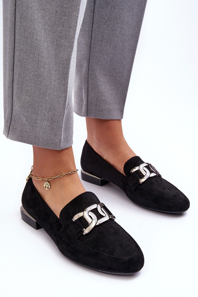 Damen Mokassins Mit Dekoration Schwarz Camilena