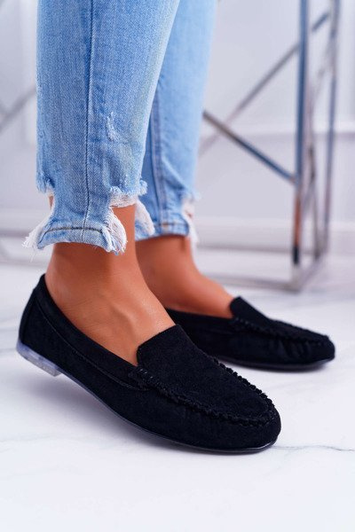 Sergio Leone Mocassins femme en daim noir Winted