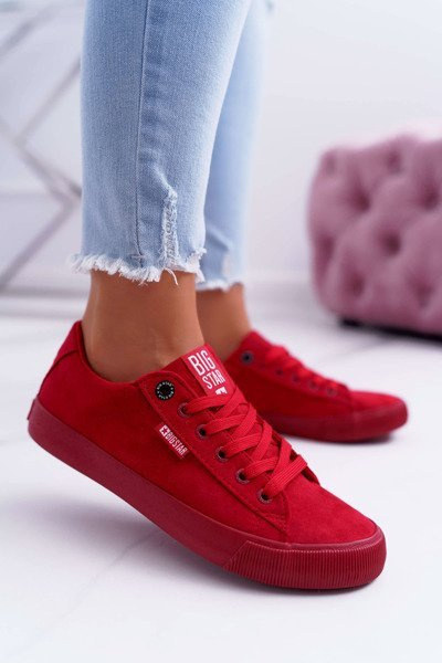 Női Big Star velúr piros tornacipő EE274044