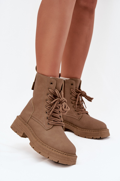 Bottines Femmes Workery À Zip Beige Foncé Tirina