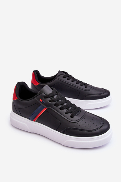 Chaussures de sport classiques pour hommes noires et rouges Enrique