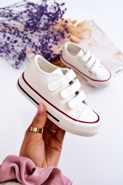 Adidași din piele pentru copii cu Velcro White Foster