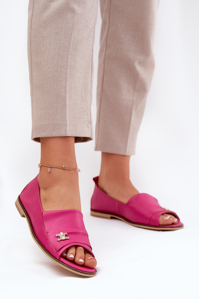 Ballerines Élégantes En Cuir À Bout Ouvert Zazoo 1865 Fuchsia