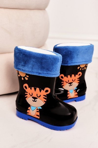 Vaikiški izoliuoti lietaus batai su juodu tigru