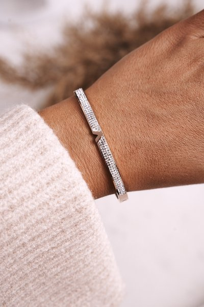 Bracelet en acier avec zircons cubiques en or rose Venus