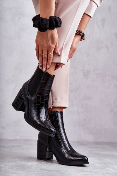 Bottines En Cuir Serpent La.Fi 260038B-XC Noir