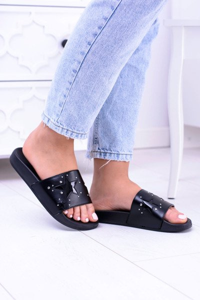 Tongs noires avec Jets pour femmes Bajela