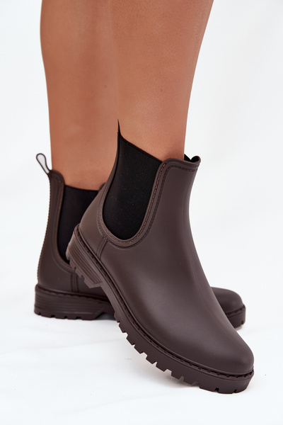 Bottes de pluie pour femmes avec inserts élastiques chocolat Ciariel