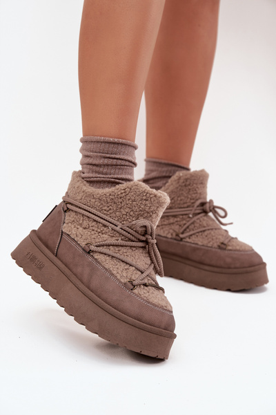 Damen Schneestiefel Auf Plattform Mit Fell SS274112 Braun