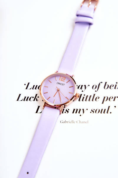 Montre Sur Bracelet Cuir Sans Nickel ERNEST Violet clair