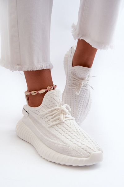 Women's White Fabric Slip-On Sports Shoes Nelmarie