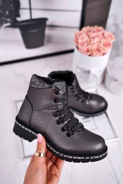 Bottines enfant gris chaud Snowflake
