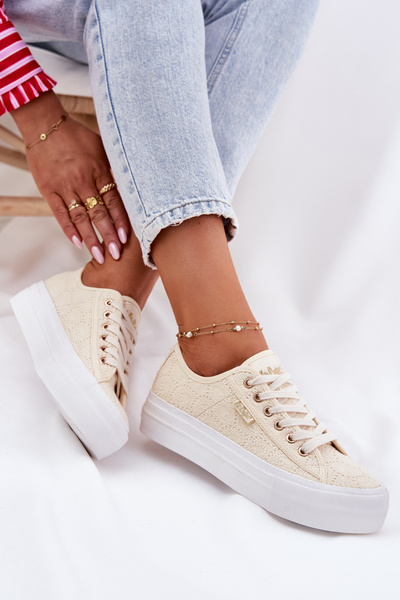Női Sportcipő Csipkével Lee Cooper LCW-25-31-3440L Bézs