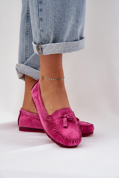 Mocassins Classiques Suédés Pour Femmes S.Barski LR51-548 Fuchsia