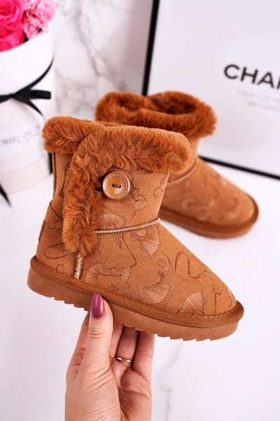 Vaikiški sniego batai su kailiu ir sagute Camel Kawai