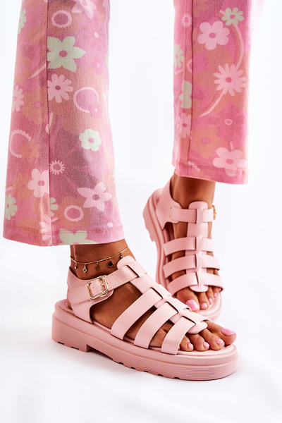 Sandale la modă cu curele Pink Malien
