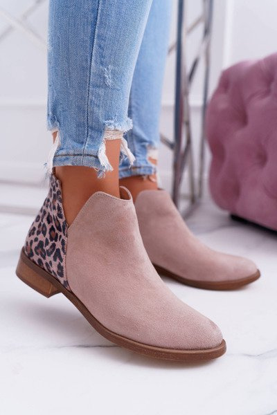 Damen Flacher Absatz Frühling Stiefel Leder Beige Madness