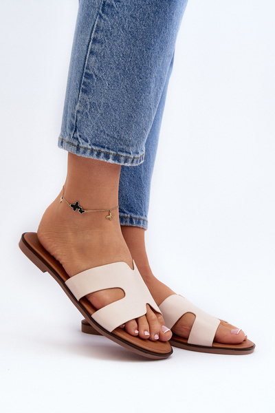 Damen Beige Cut-Out Hausschuhe Lumossa