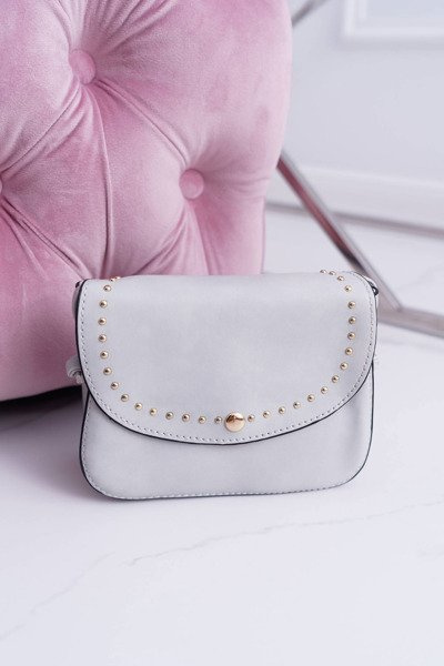 Sac à Main Femme Petit Coffre Rivets Dorés Gris