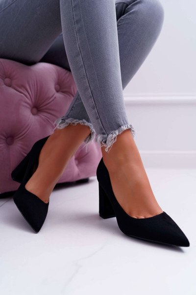 Damen Stiletto Pumps Wildleder Schwarz Clarina