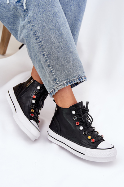 Leder Hohe Sneakers Damen GOE RR2N4101 Schwarz