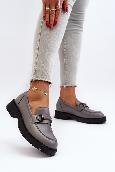 Mocassins Femme En Simili Cuir Gris Ledda