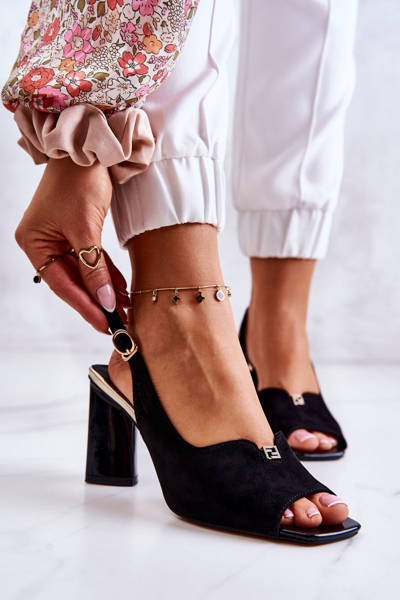 Suede Sandals On A Bar Black Fiorine